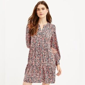 Loft Floral Tiered Shirtdress